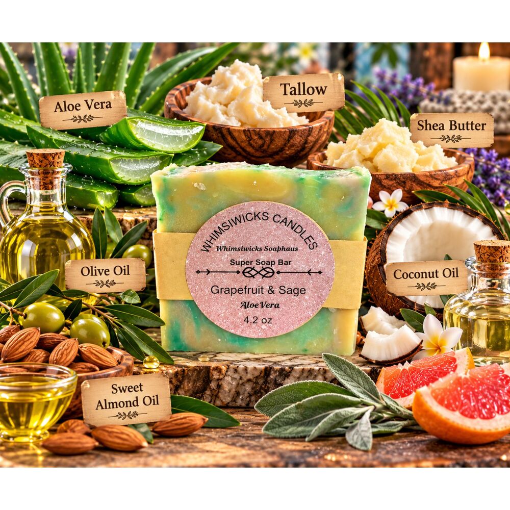 Handcrafted Grapefruit & Sage Aloe Vera Super Skin Soap Bar